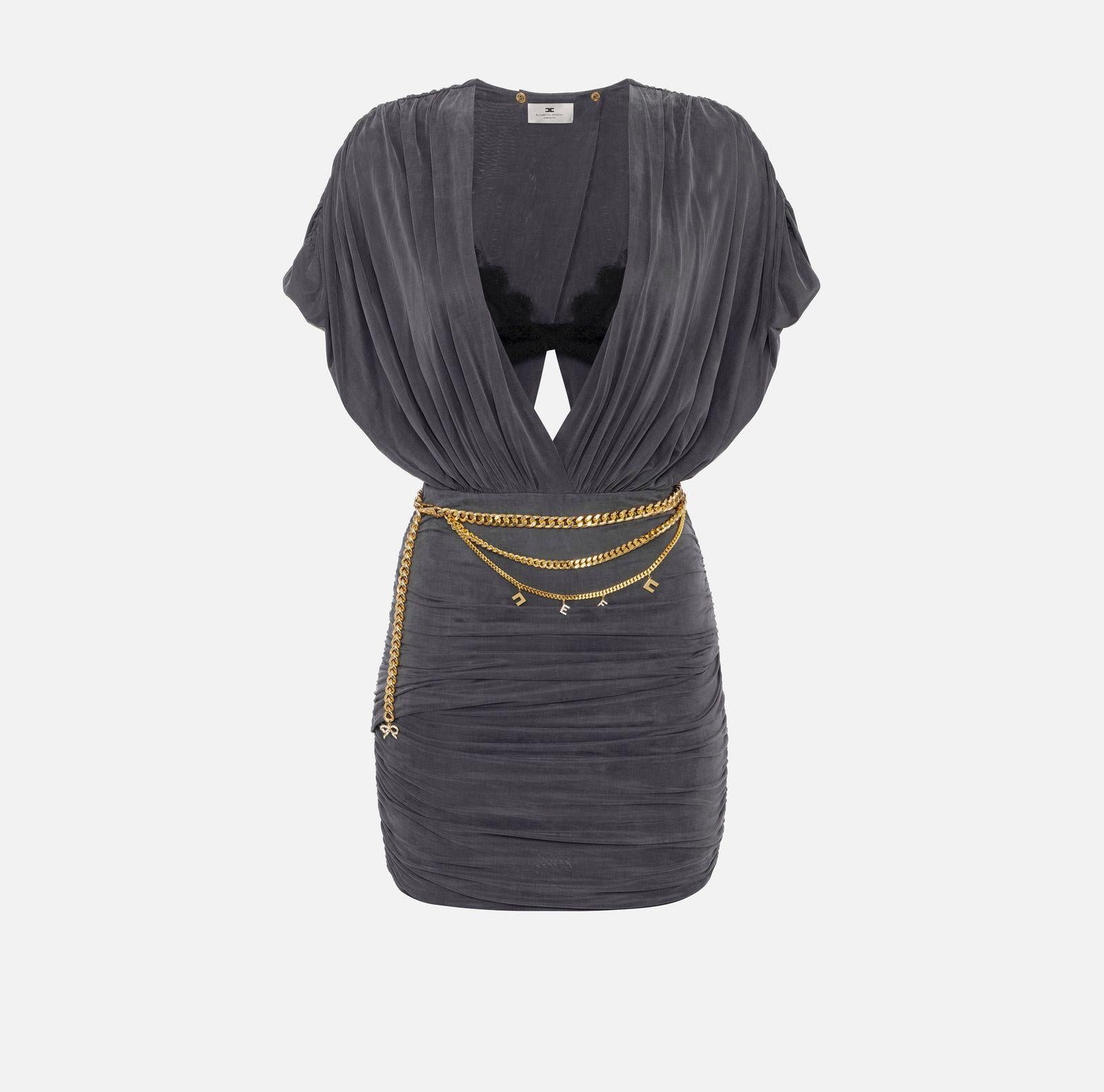 Abito in cupro con bralette - Elisabetta Franchi AB76551E2 DC3 ELISABETTA FRANCHI 