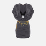 Abito in cupro con bralette - Elisabetta Franchi AB76551E2 DC3 ELISABETTA FRANCHI 