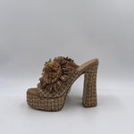 Sabot aperto in rafia con fiore 2588 BEIGE OFELIA 