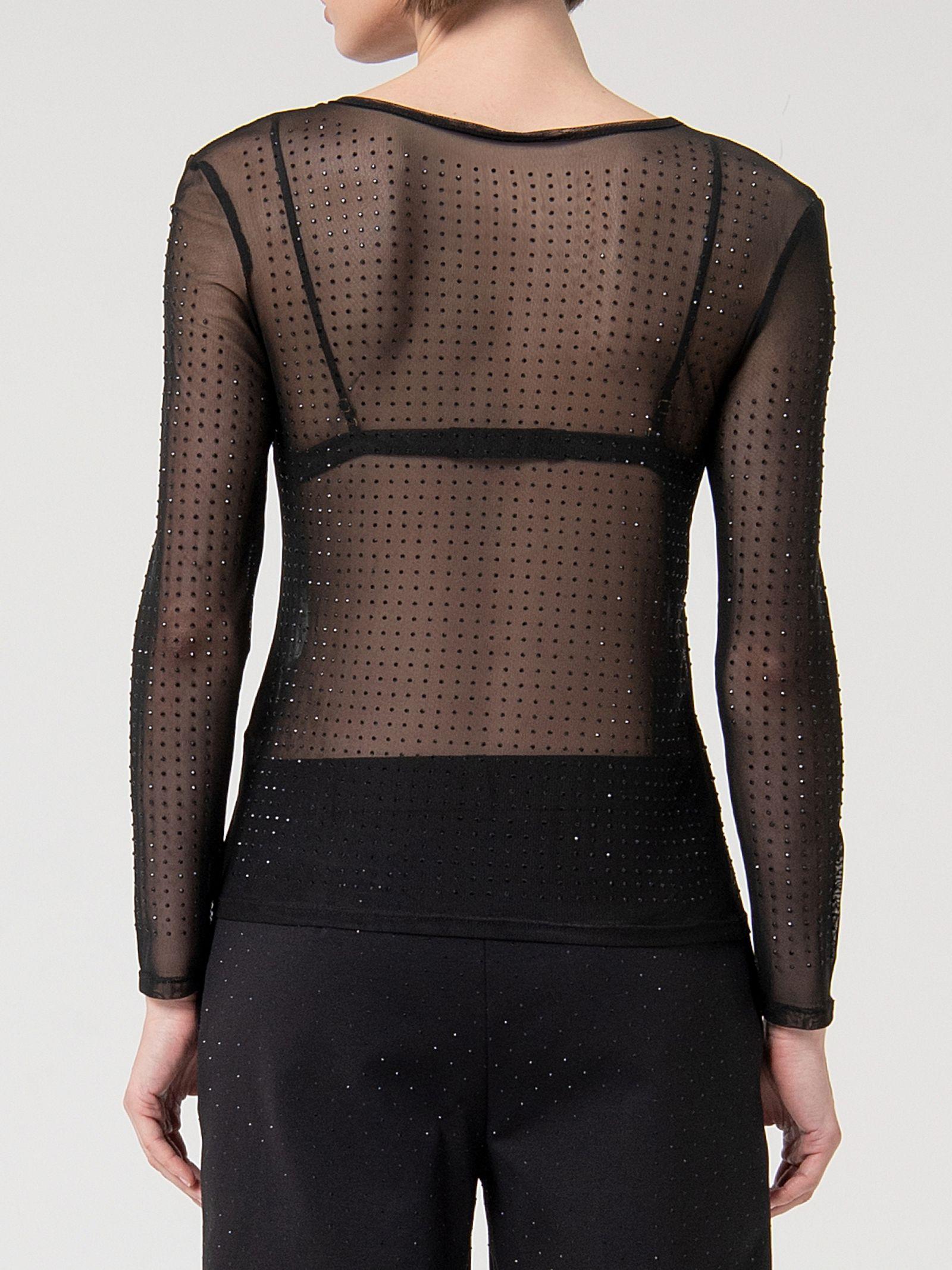 Top maniche lunghe in georgette con strass FQ24WT1001 W749J9053 FRACOMINA 
