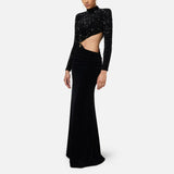 Abito Red Carpet in ciniglia ricamata con paillettes