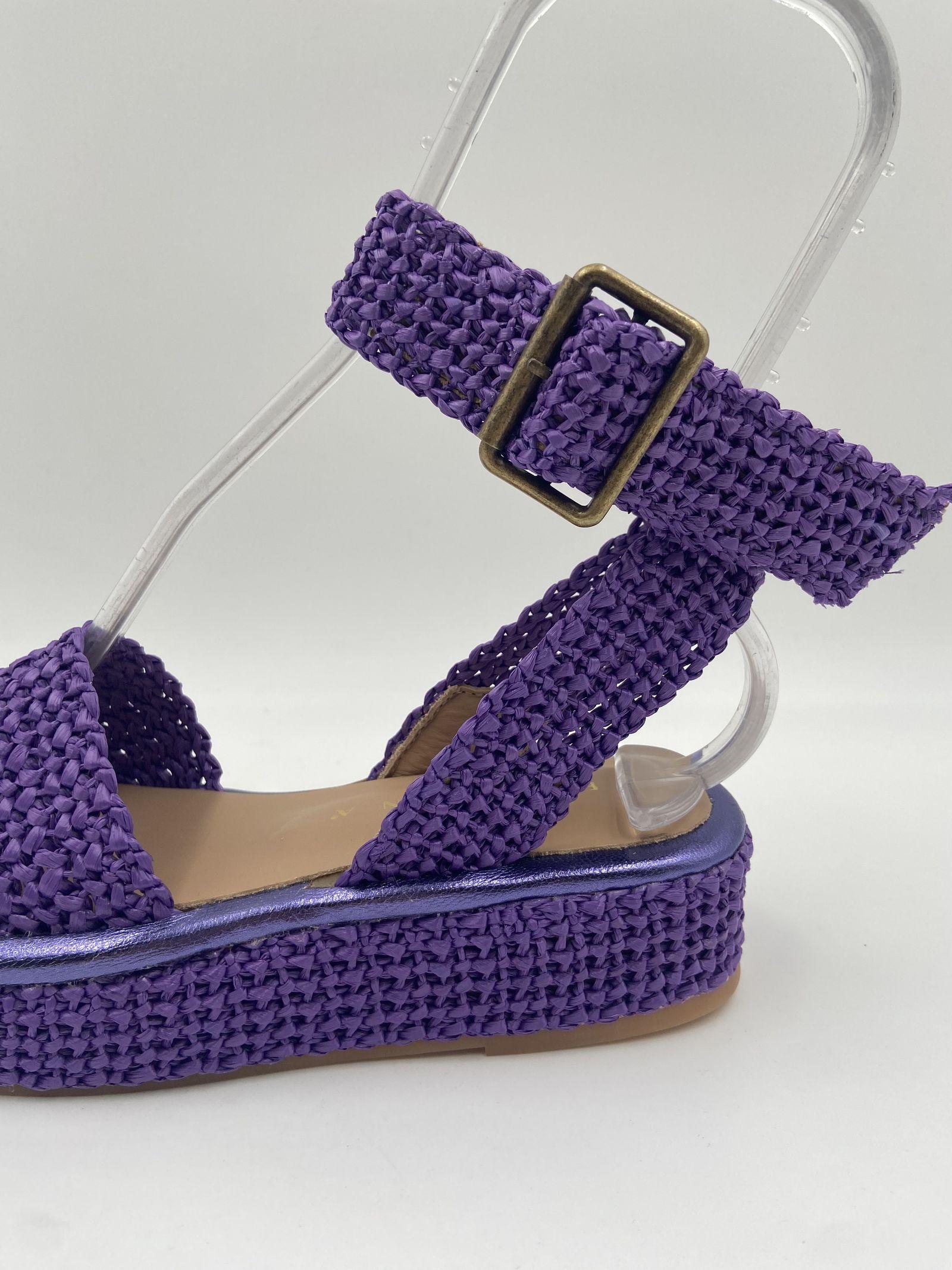 Sandalo zeppa in rafia naturale S148J545 VIOLA FIORINA 