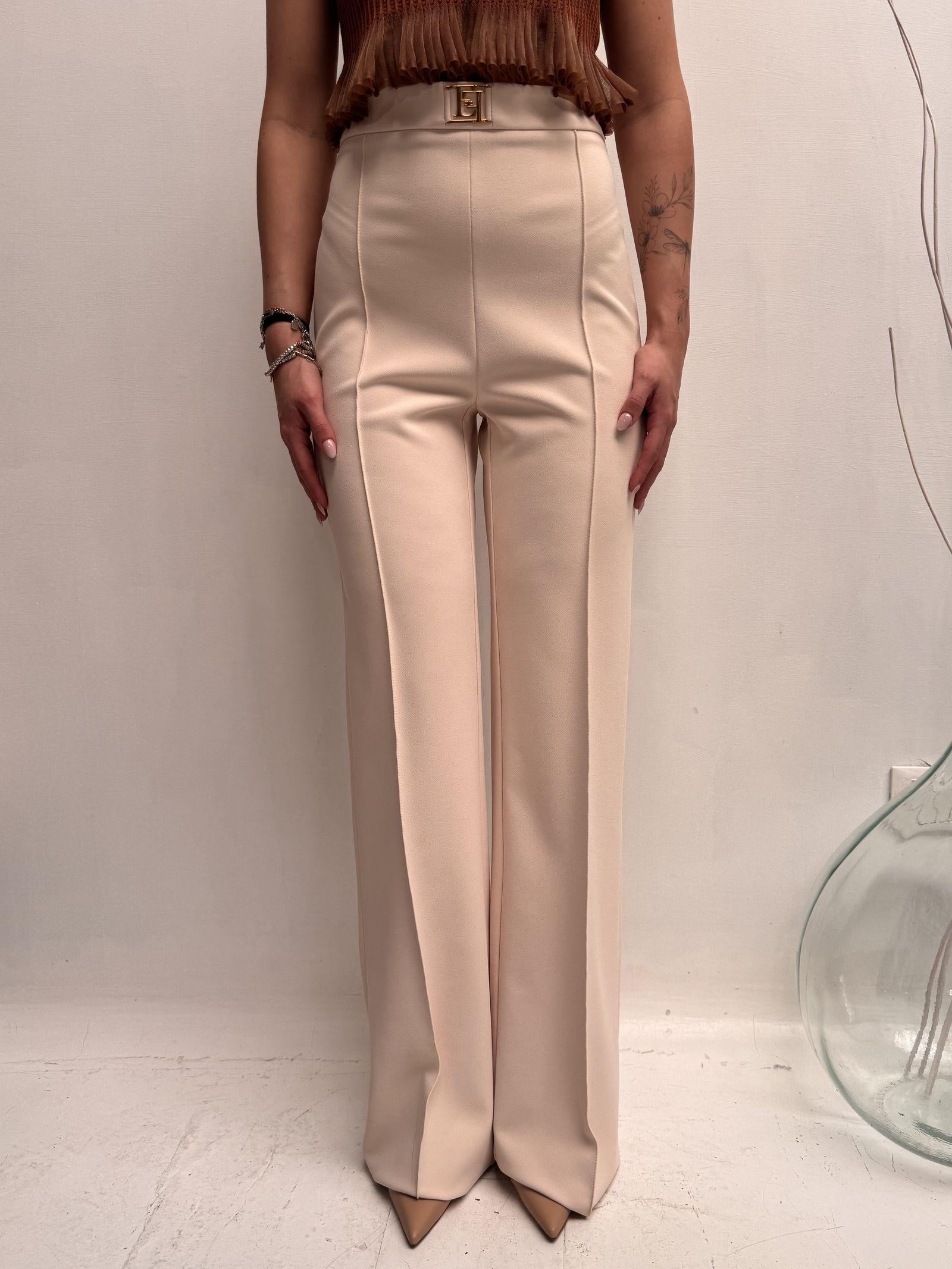 Pantalone con placca oro logata - Elisabetta Franchi PAT1541E2 193 ELISABETTA FRANCHI 