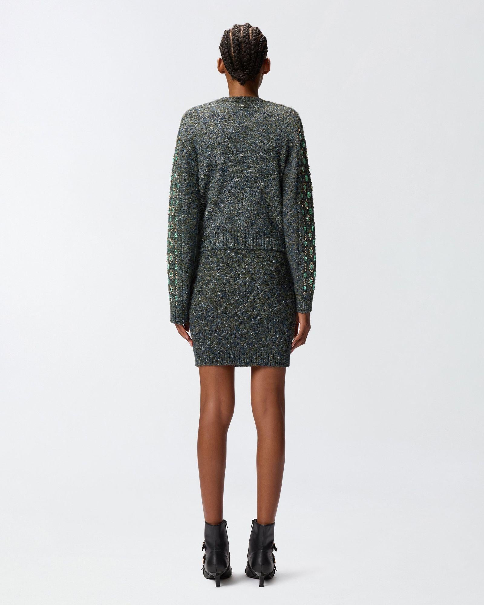 Cardigan con ricamo gioiello 105952A2YC IG1 PINKO 