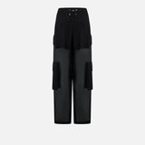Pantalone cargo in georgette trasparente
