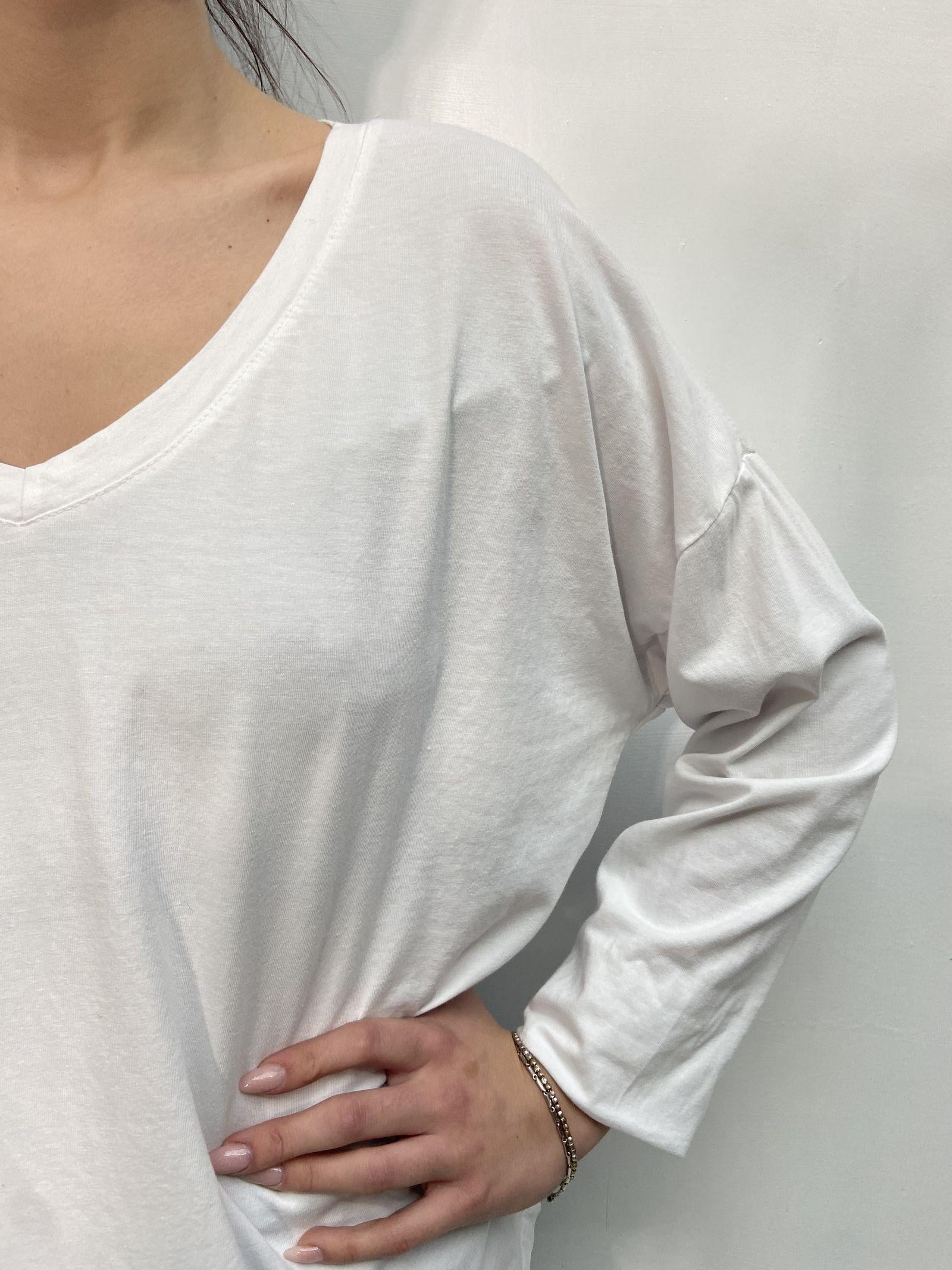 T-shirt scollo a V 2831 BIANCO OFELIA 