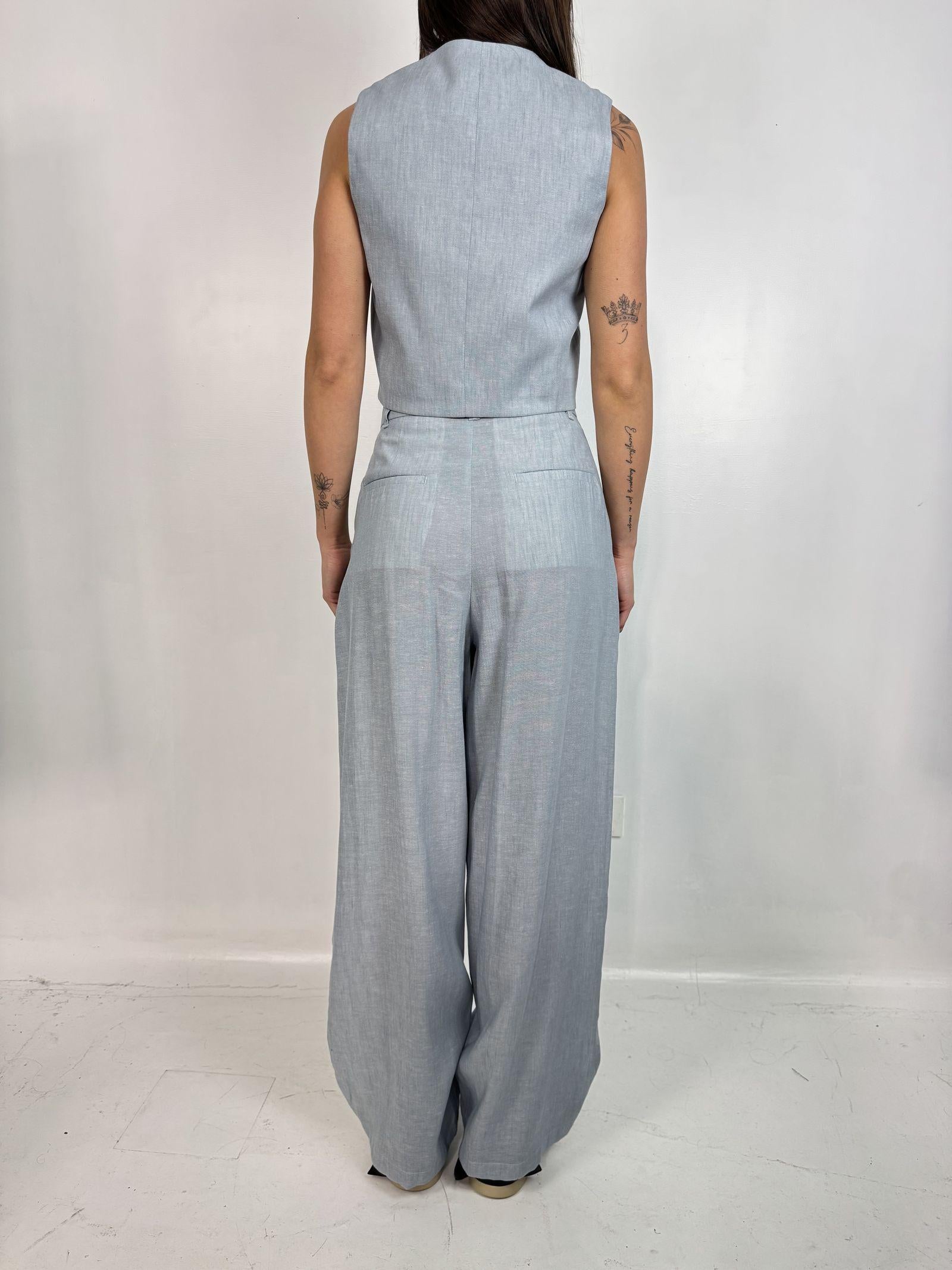 Gilet monopetto in lino - Eleh SS260309 BLU ELEH 