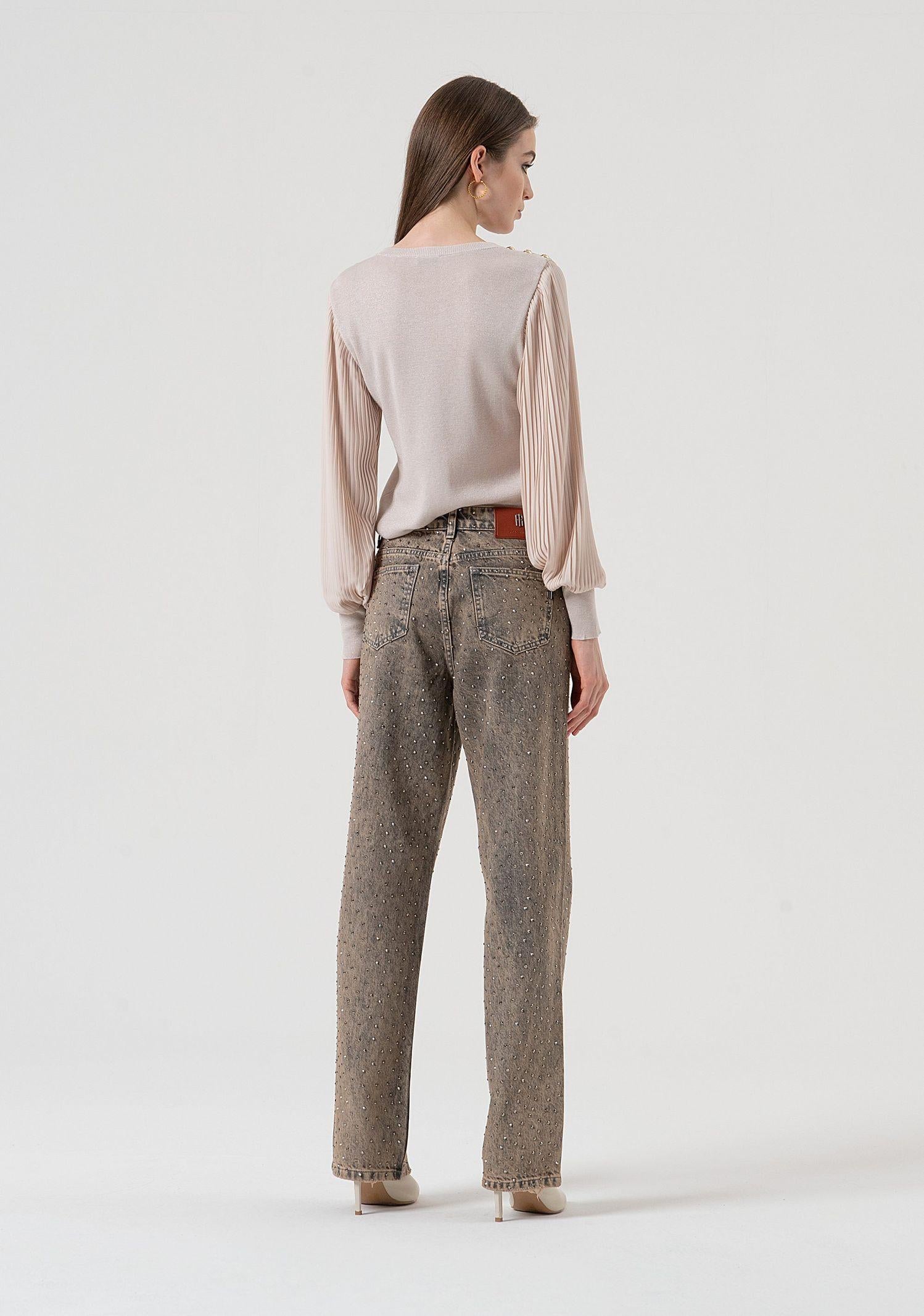 Jean flare con strass FR25WV2014D419R9 357 FRACOMINA 