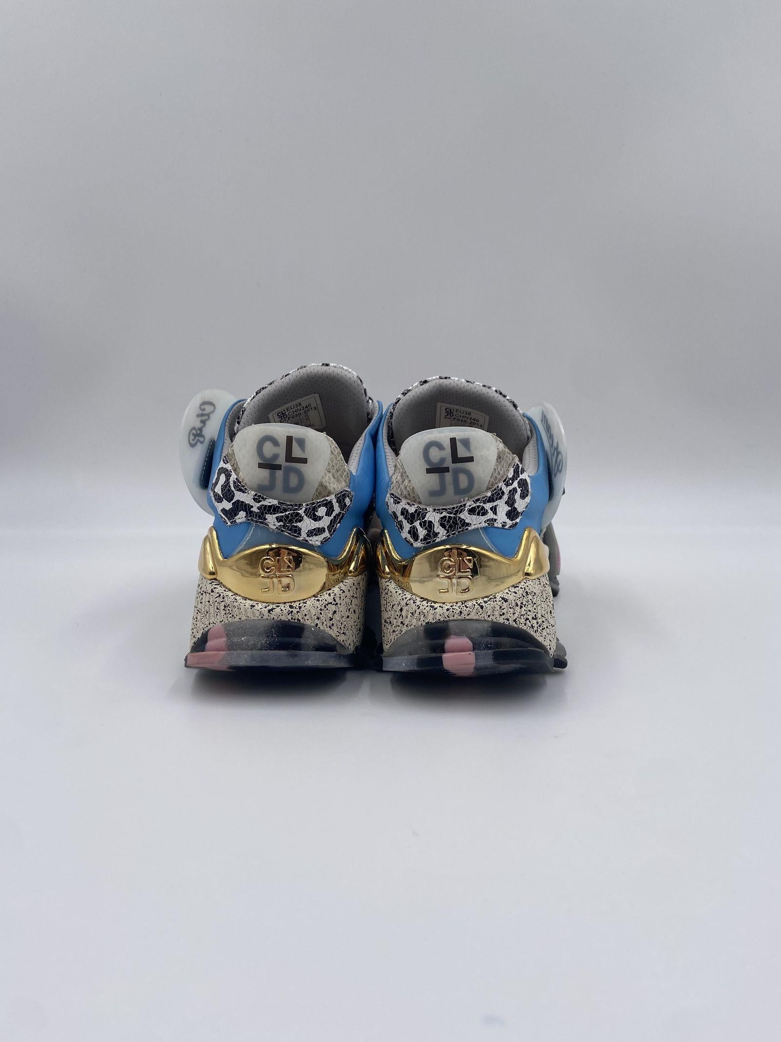 Sneakers rosa azzurro e oro 6F033 2013 CLJD 