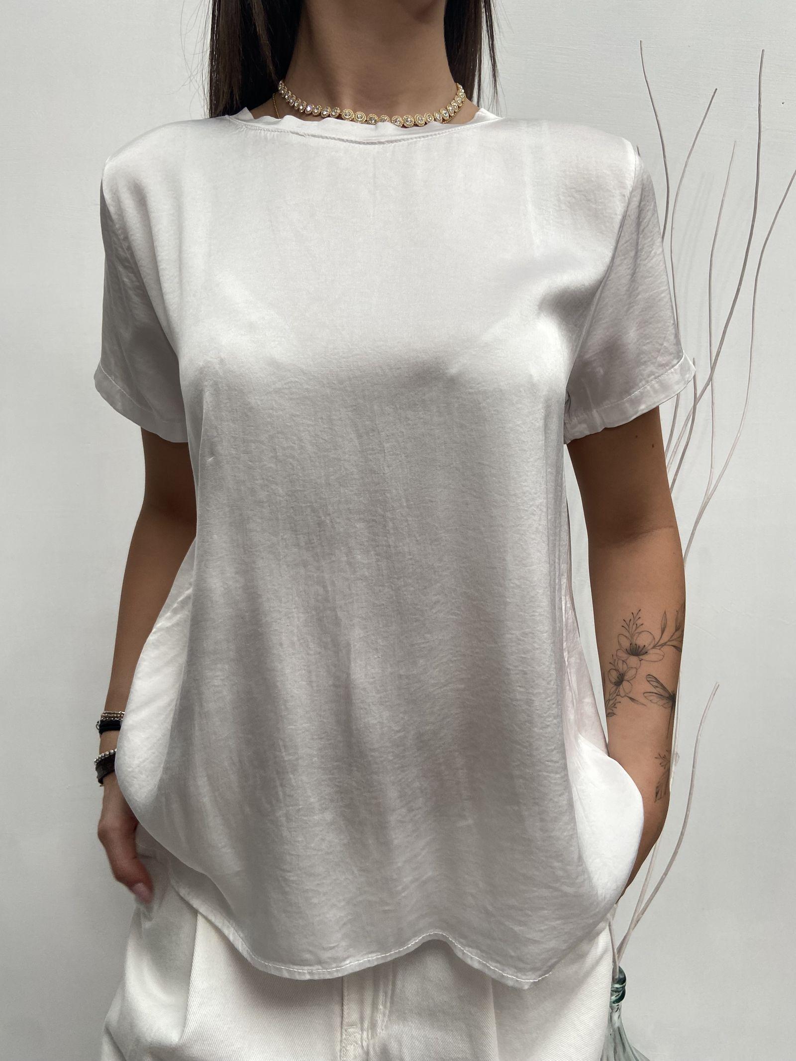 T- shirt girocollo satinata - Ofelia MS2003 BIANCO OFELIA 