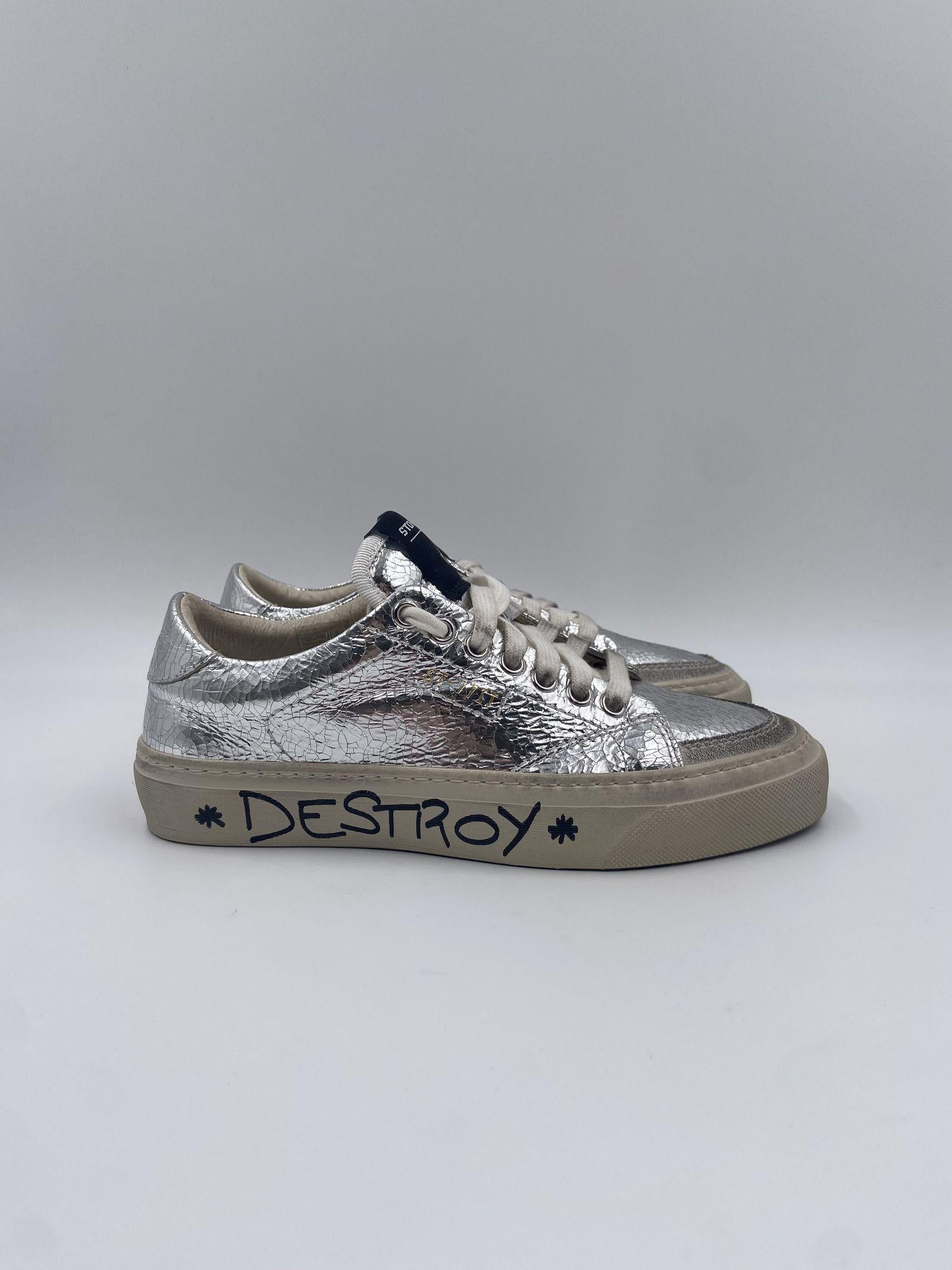 Sneakers Destroy effetto crack - Stockton DESTROY-D ARGENTO STOCKTON 
