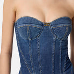 Abito bustier in denim - Elisabetta Franchi AJ44D56E2 104 ELISABETTA FRANCHI 