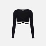 Maglia cropped con bande logo MK55S46E2 685 ELISABETTA FRANCHI 