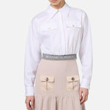 Camicia in popeline con fascione CA06446E2 100 ELISABETTA FRANCHI 