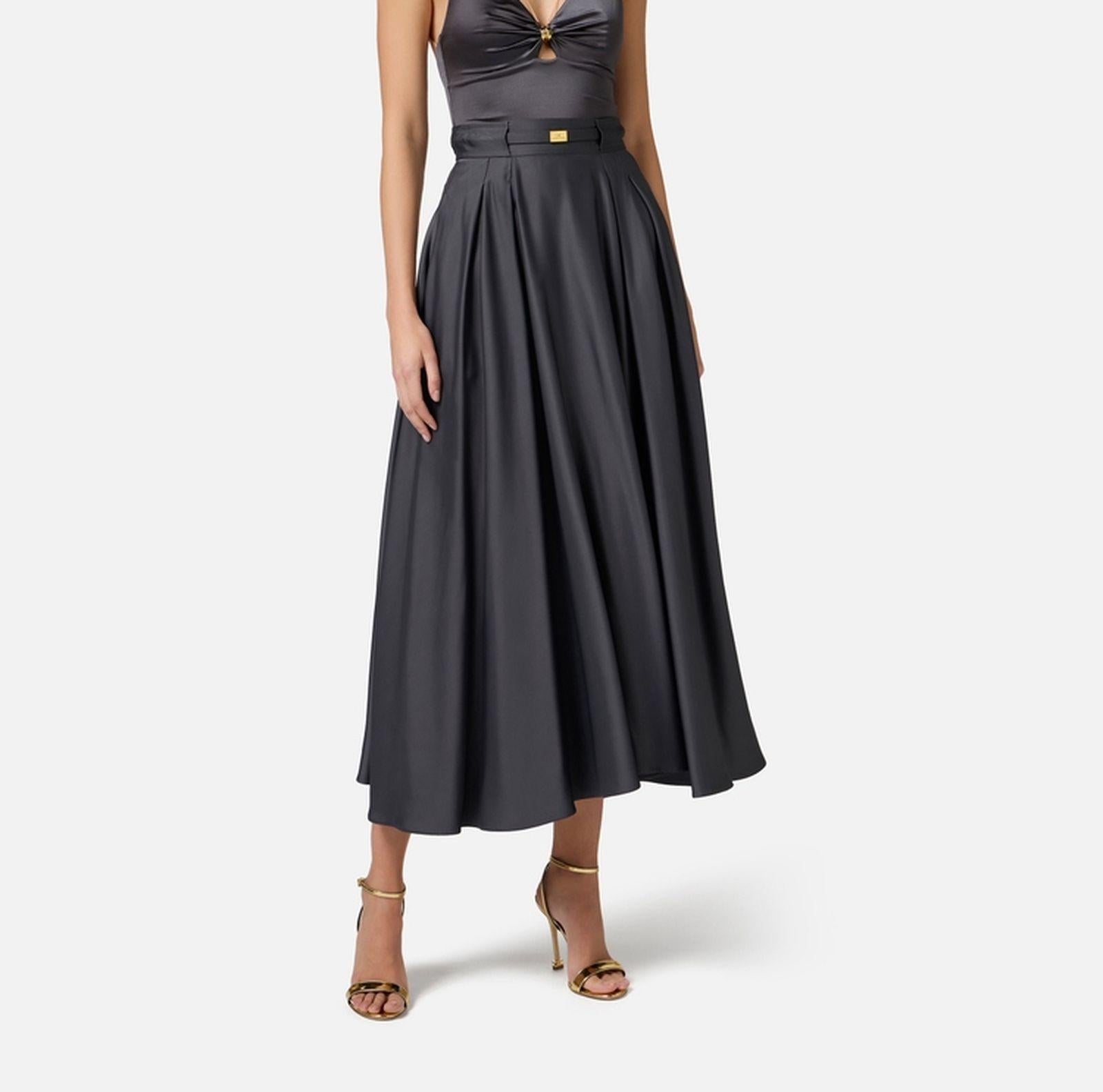 Gonna in raso con cintura - Elisabetta Franchi GO09851E2 DC3 ELISABETTA FRANCHI 