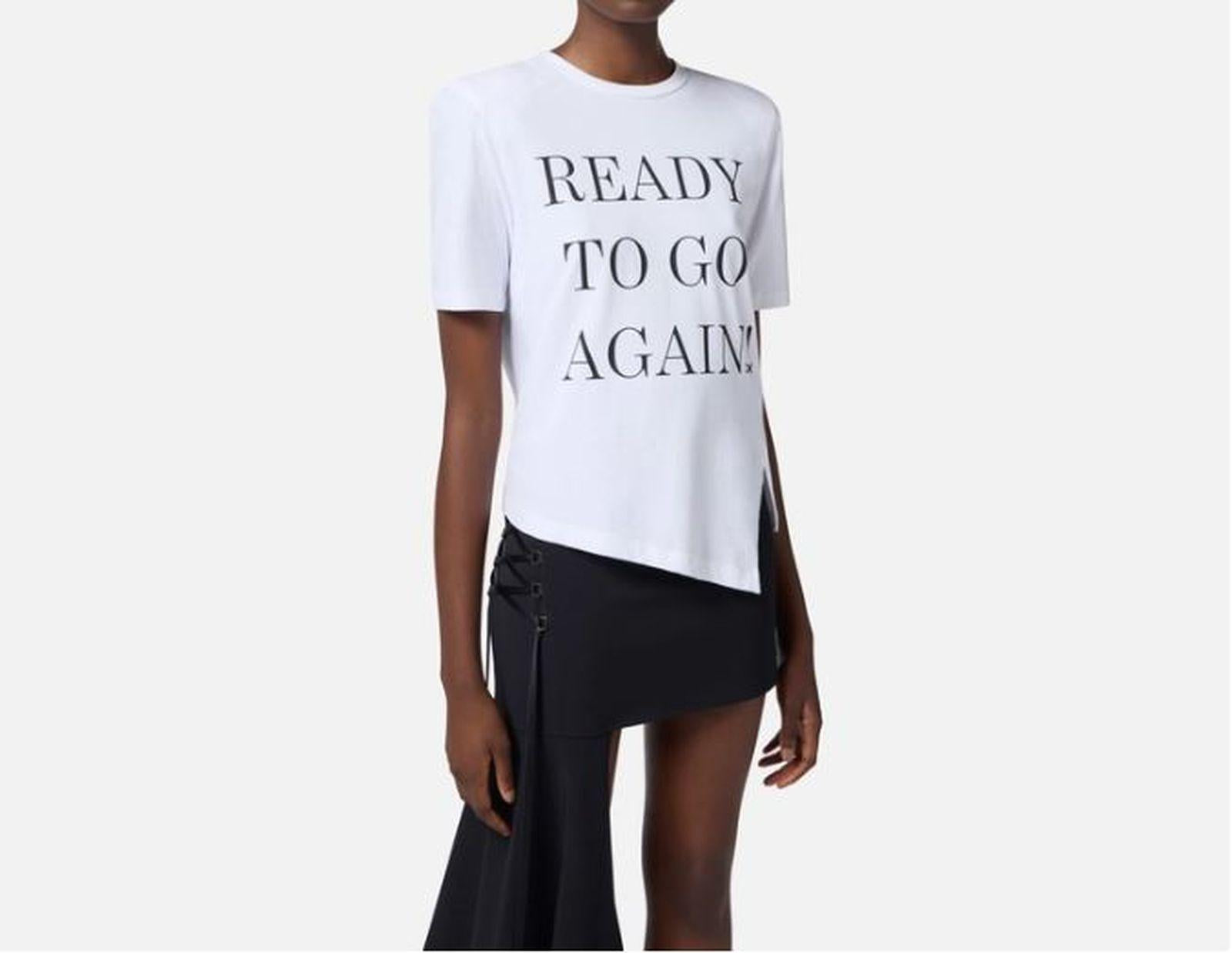 T-shirt in jersey asimmetrica con lettering MA03451E2 270 ELISABETTA FRANCHI 