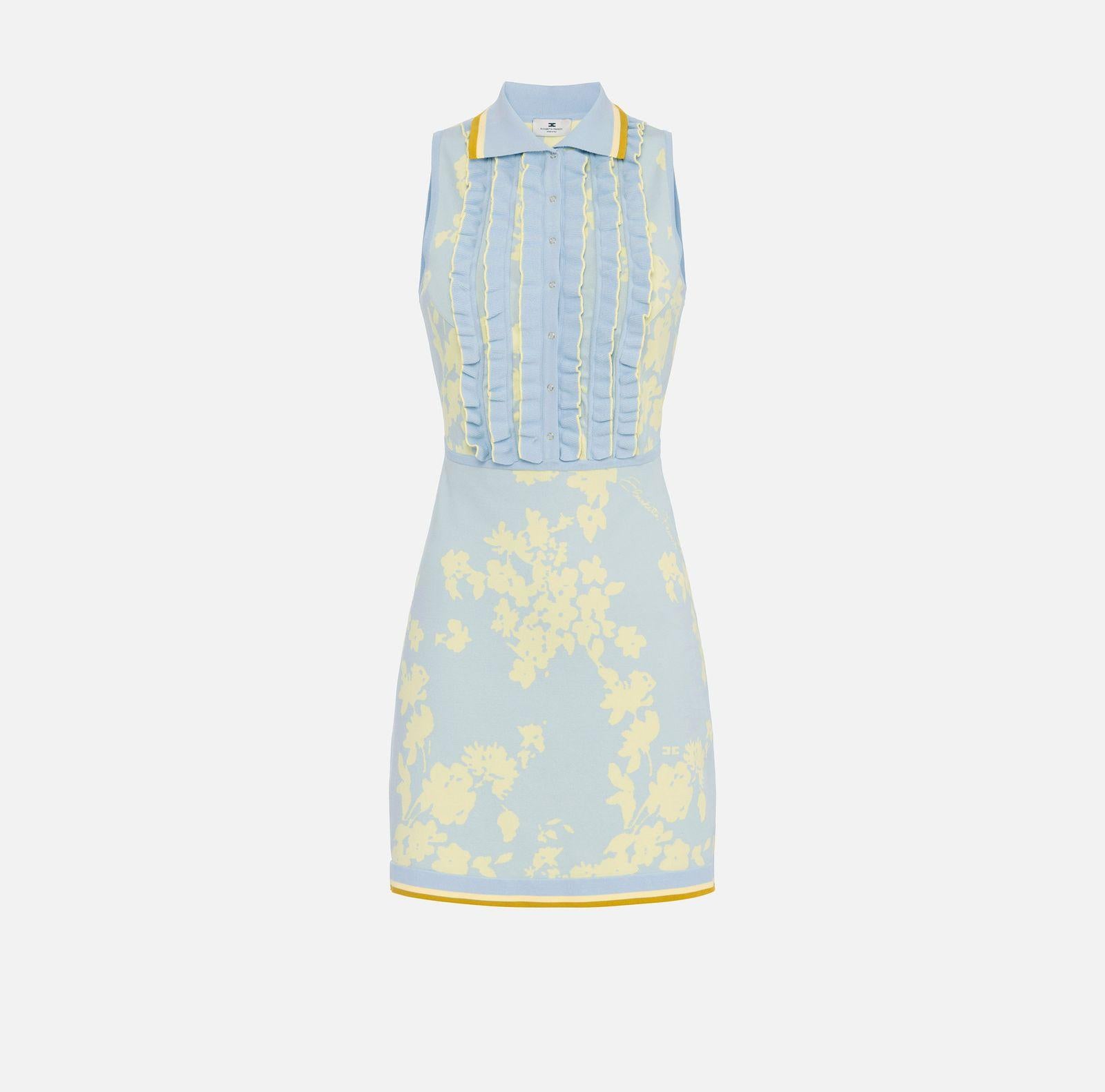 Abito in jacquard floreale con rouches - Elisabetta Franchi AM44Q51E2 DL5 ELISABETTA FRANCHI 