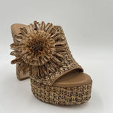 Sabot aperto in raffia con fiore