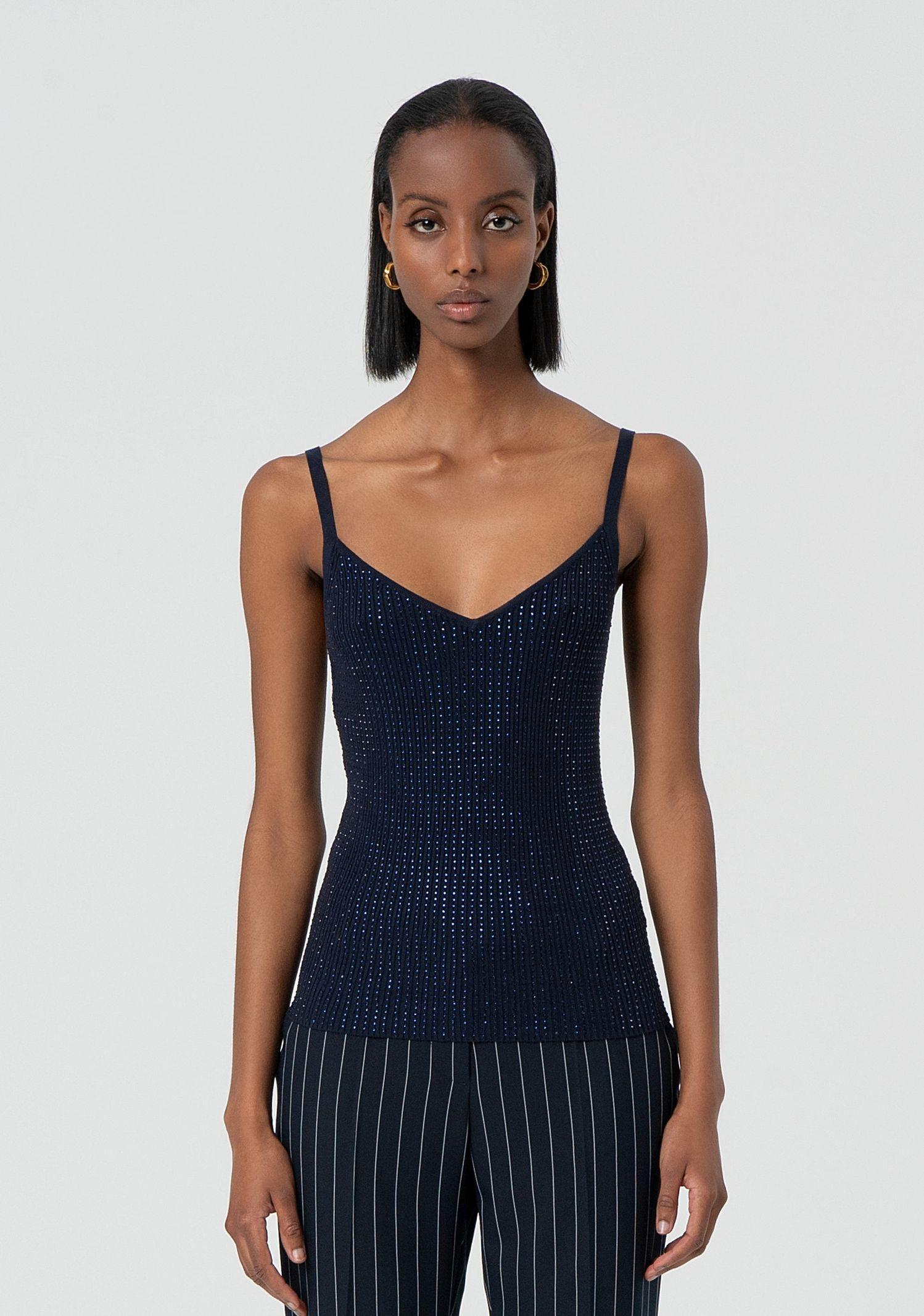 Top a canotta con strass FR25ST4006K410J9 117 FRACOMINA 